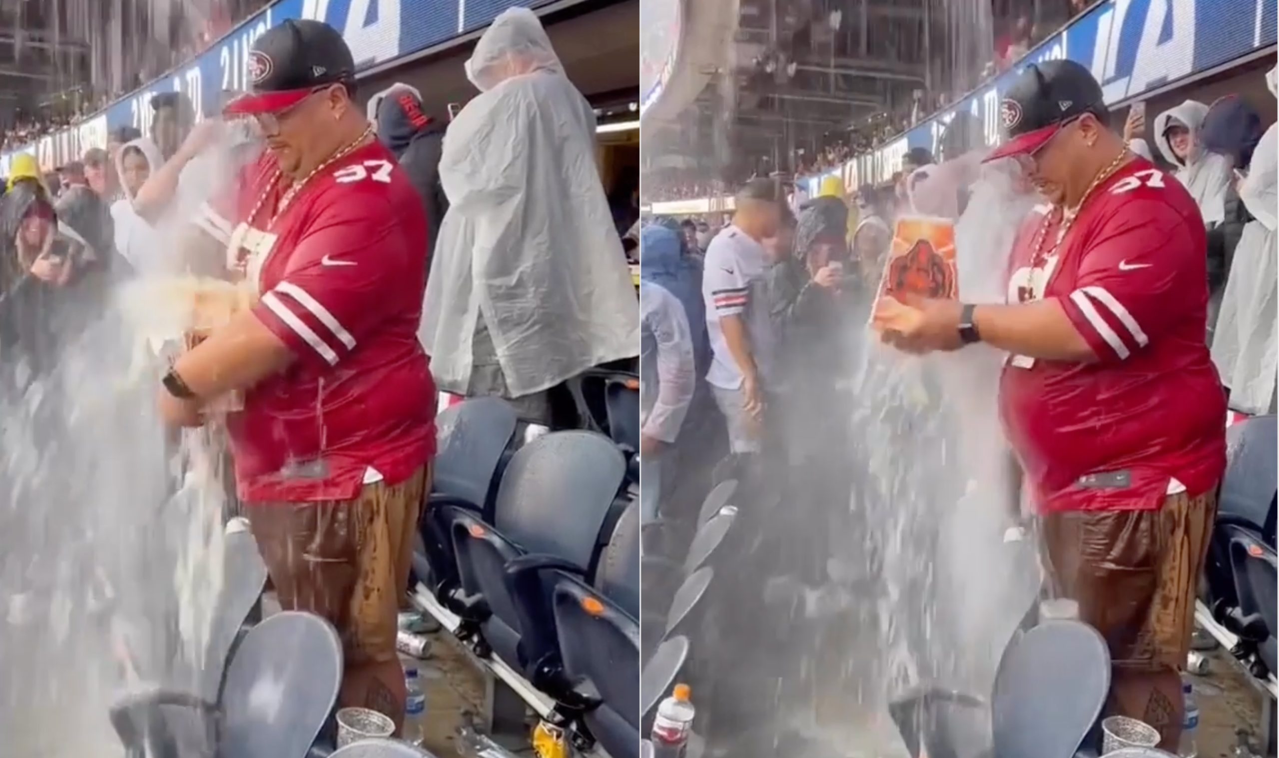 Heavy rain floods Soldier Field during Chicago Bears' season opener against  San Francisco 49ers