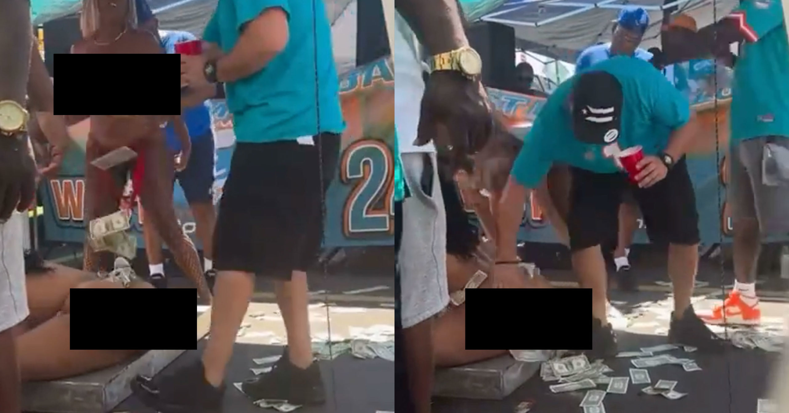 Miami Dolphins fans spark controversy by setting up make-shift strip club  in parking lot ahead of game