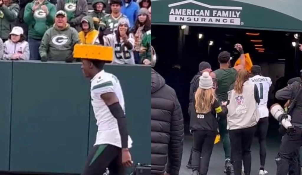 Jets Cb Sauce Gardner Trolls Packers Fans By Wearing Cheesehead After