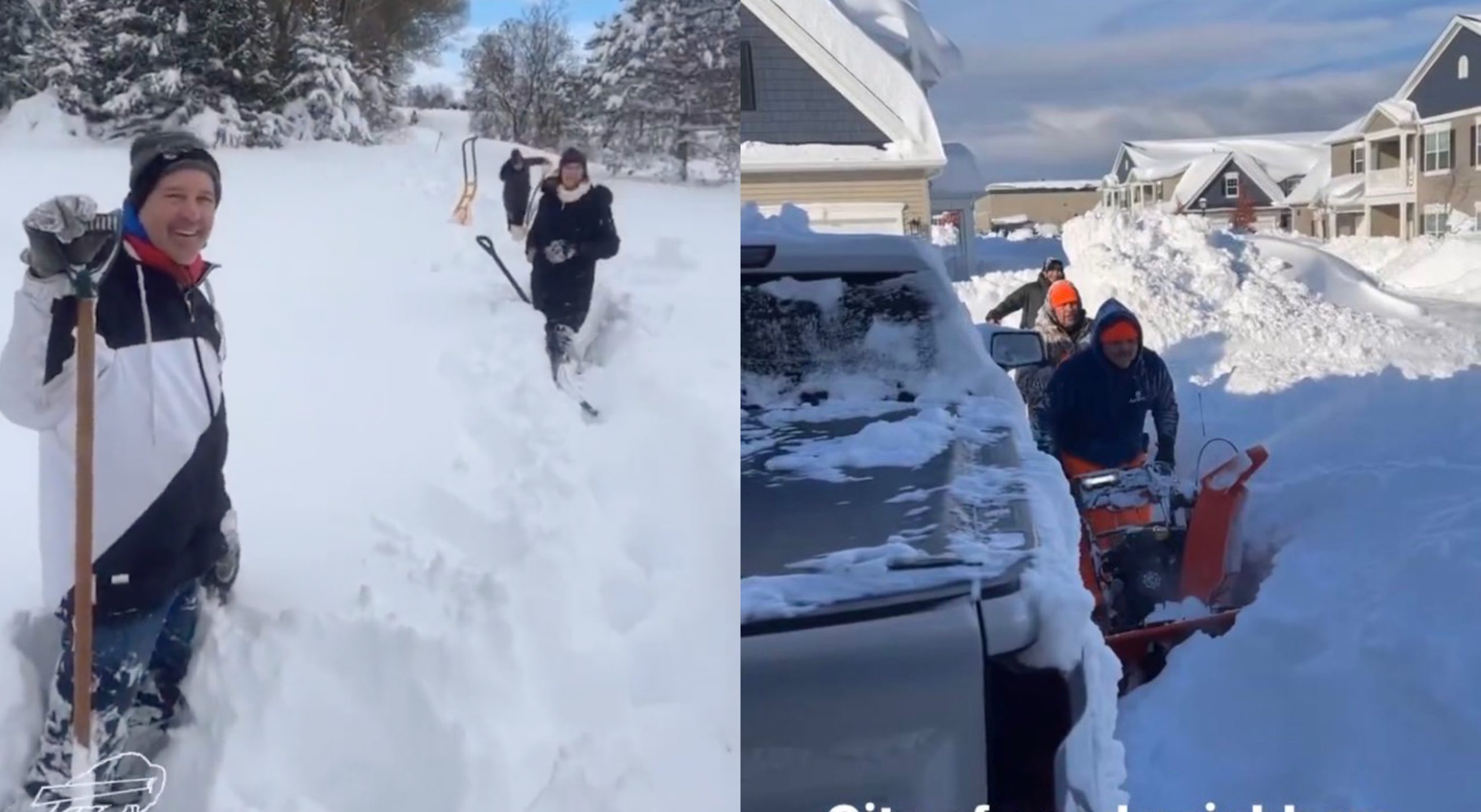 Buffallo Bills fans help players plow snow to reach the airport ahead of  Browns game