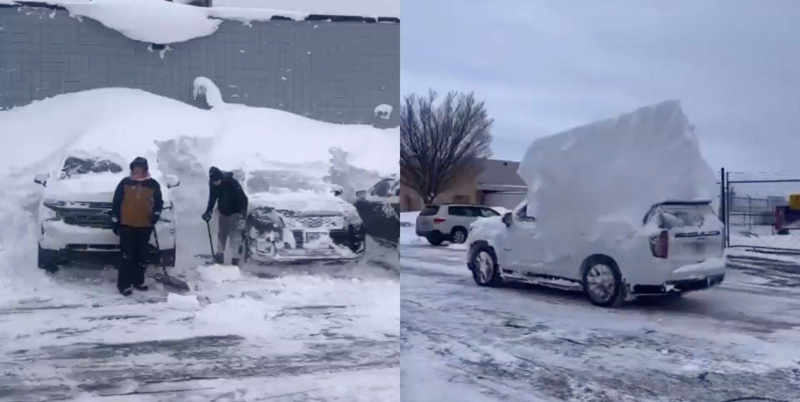 Buffalo Bills players dig cars out of snow after arriving back in