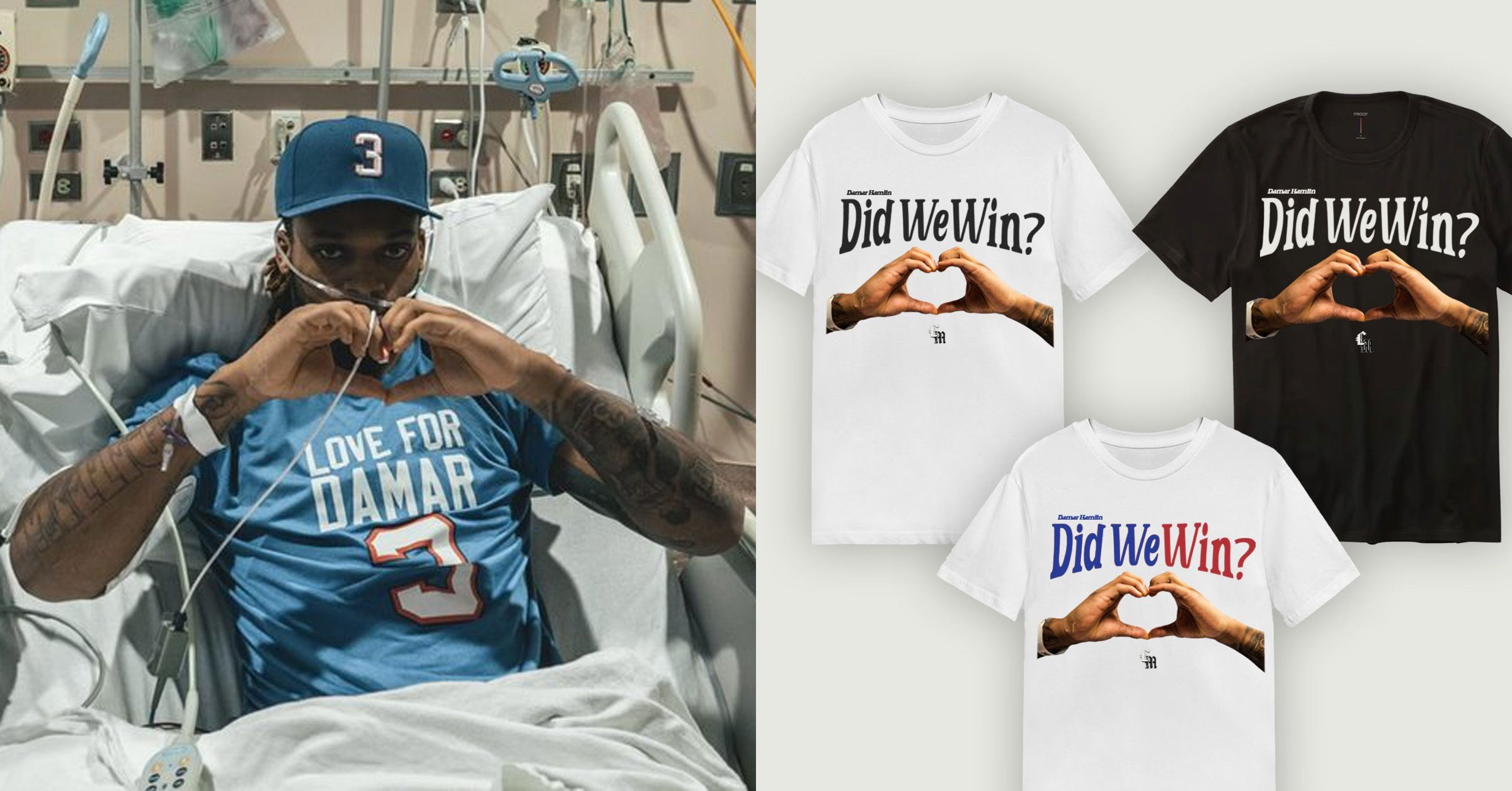 Damar Hamlin selling 'Did We Win?' t-shirts, proceeds benefit