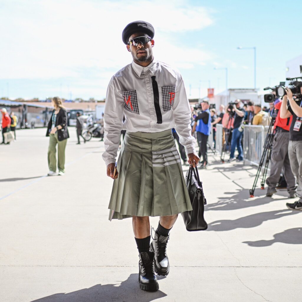 Super Bowl drip check: JuJu Smith-Schuster wears Thom Browne skirt