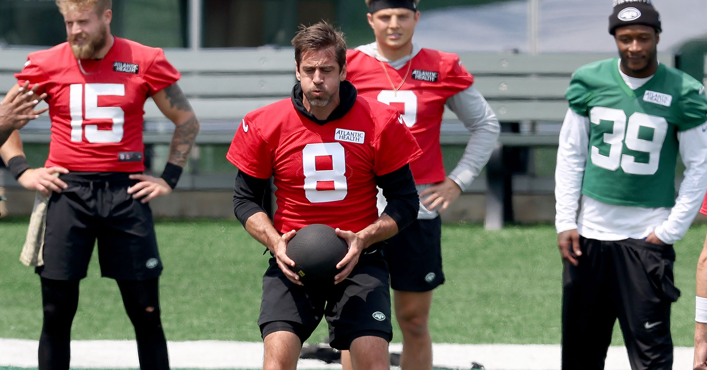 Aaron Rodgers Suffers Strained Calf During New York Jets OTAs
