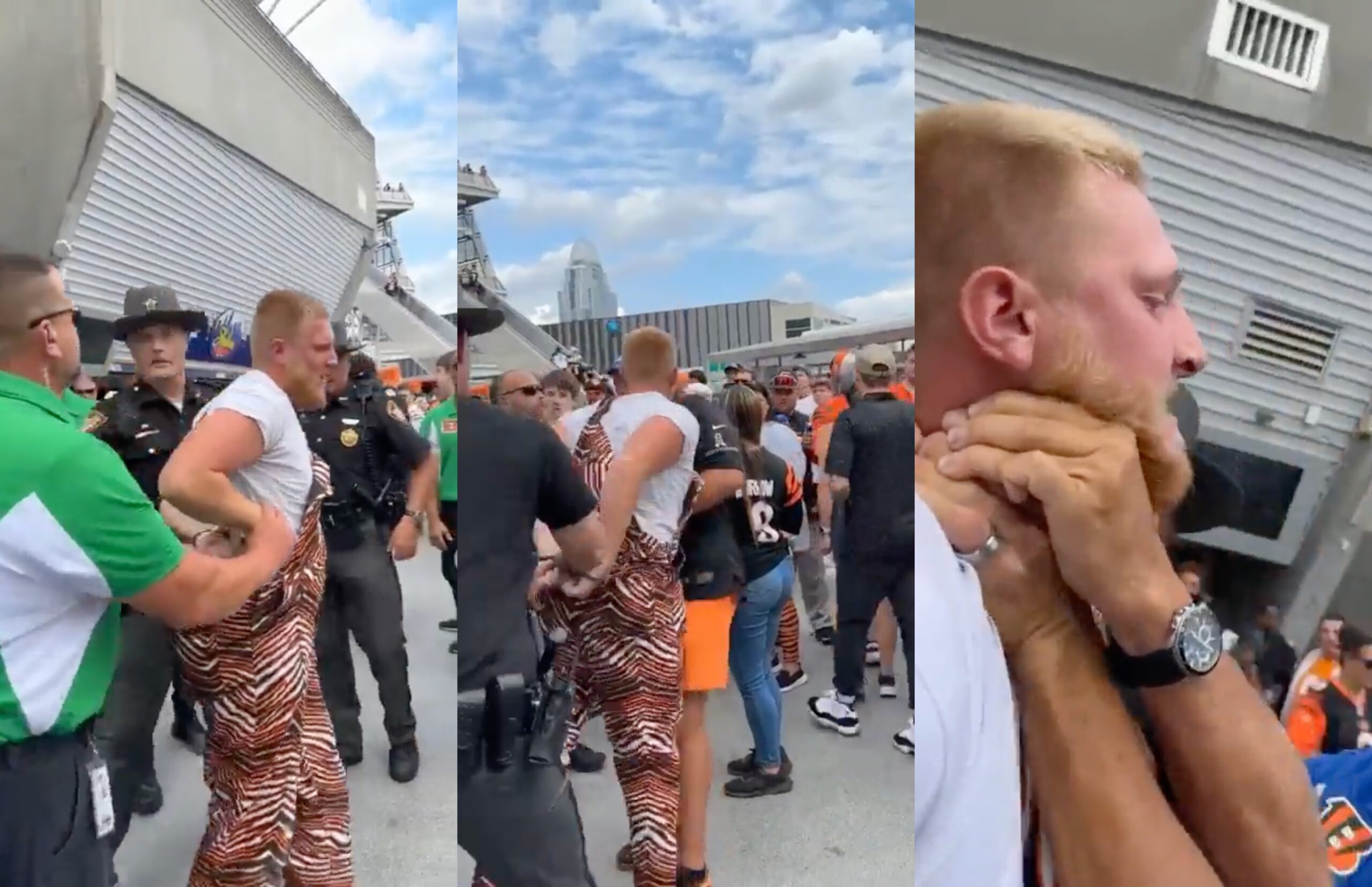 Bengals fan gets knocked out by a vicious headbutt in fight at NFL game