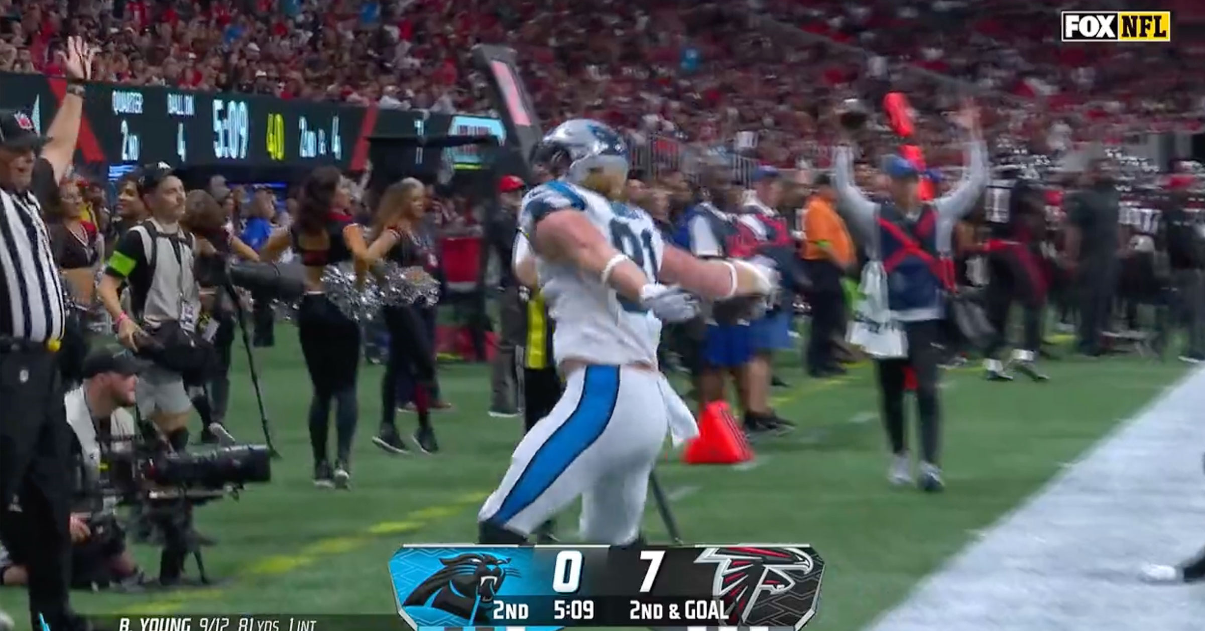 Panthers' Bryce Young throws first career TD pass to Hayden Hurst