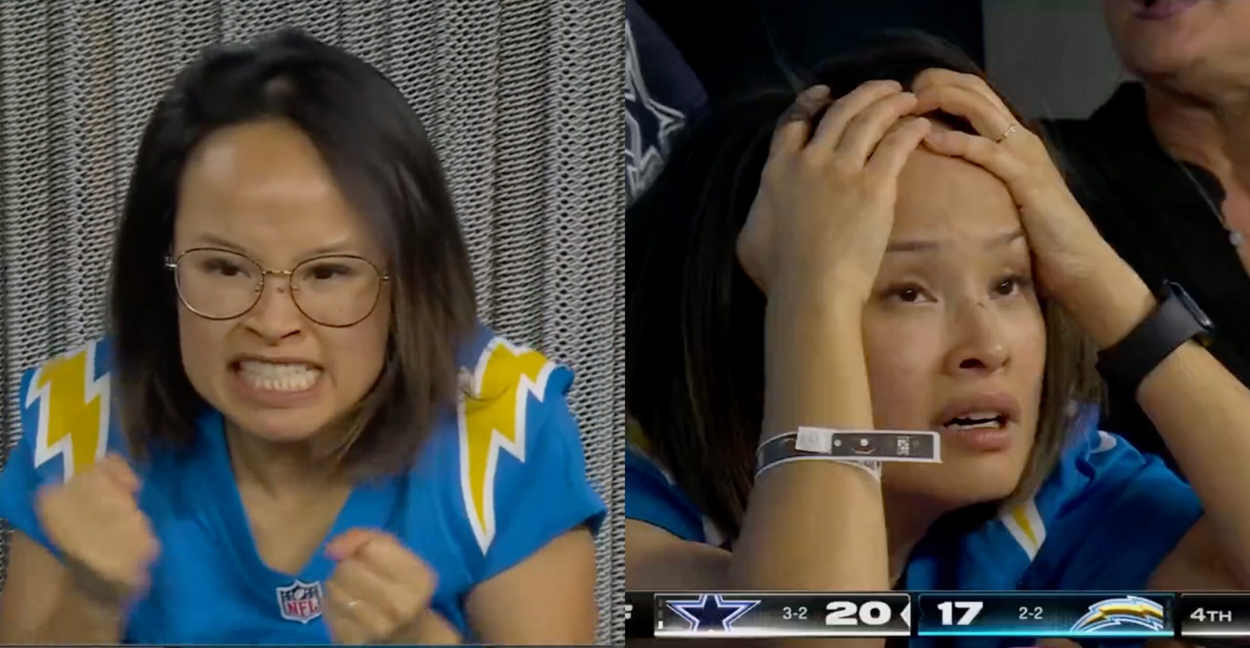 Female Chargers Fan Goes Viral For Going Through A Range Of Emotions ...