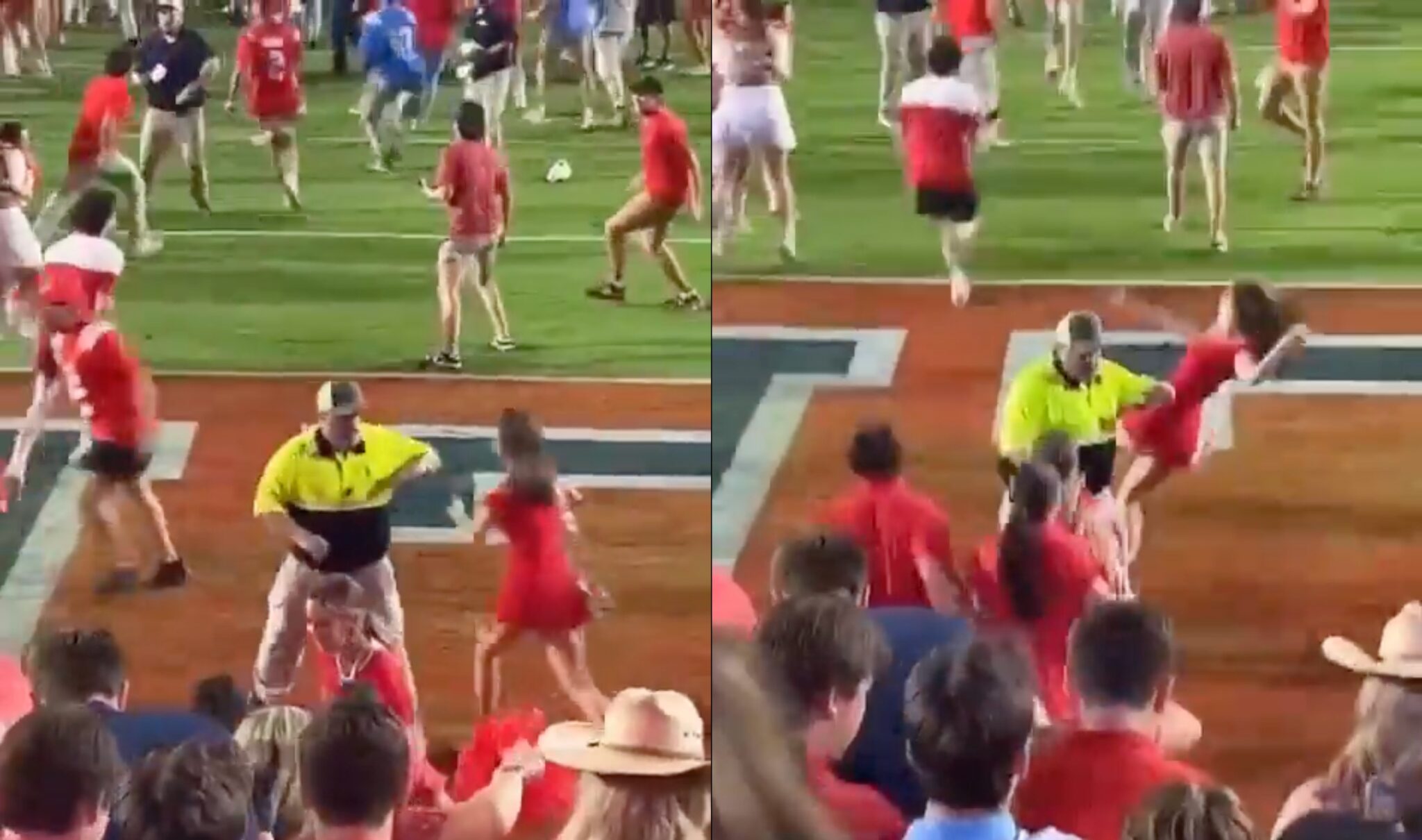 Security Guard Crushes Girl Rushing The Field With Nasty Elbow After ...