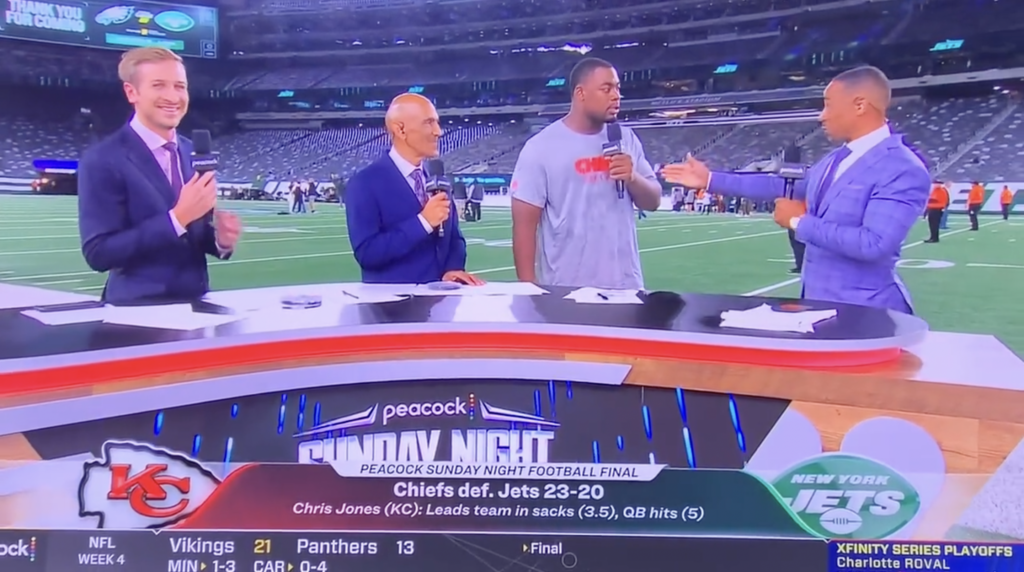 NBC's Rodney Harrison Calls Zach Wilson 'Trash' In Awkward Exchange With  Chiefs' Chris Jones After SNF Game - Daily Snark