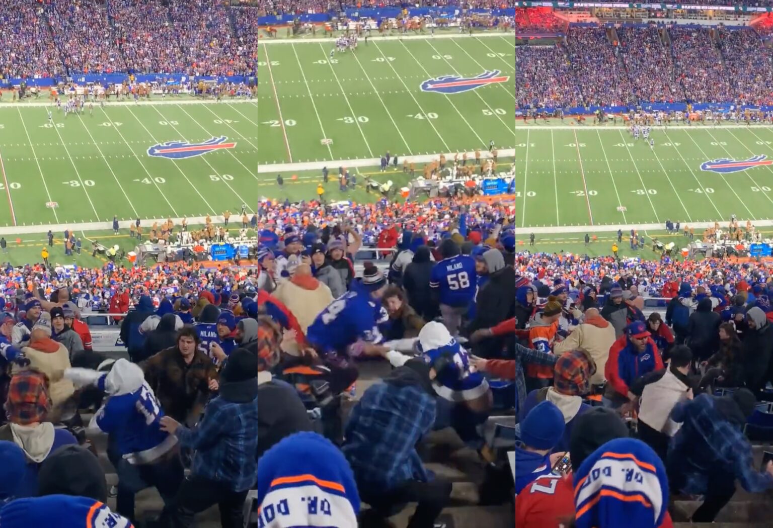 Bills Fan Gets Thrown Down The Stairs In Massive Brawl During MNF Game ...