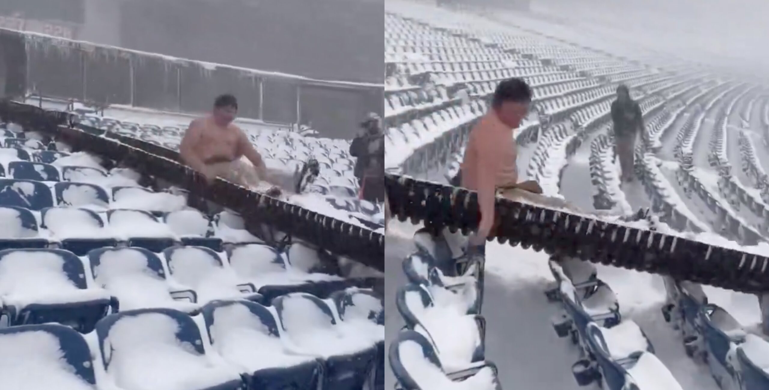 Bills Fans Are Shoveling Snow At Highmark Stadium Shirtless Ahead of