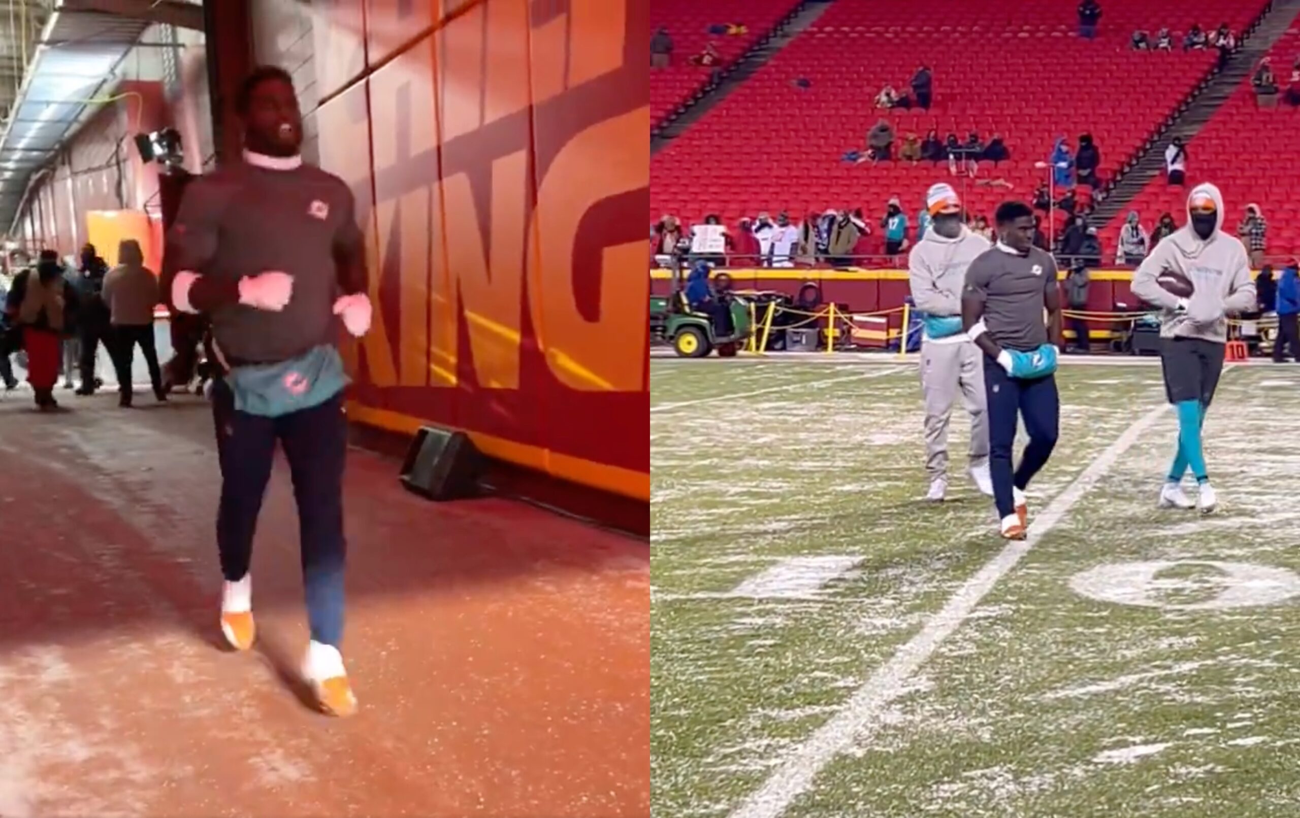 Tyreek Hill Warming Up In -2 Degree Weather In Just A T-Shirt Ahead Of ...