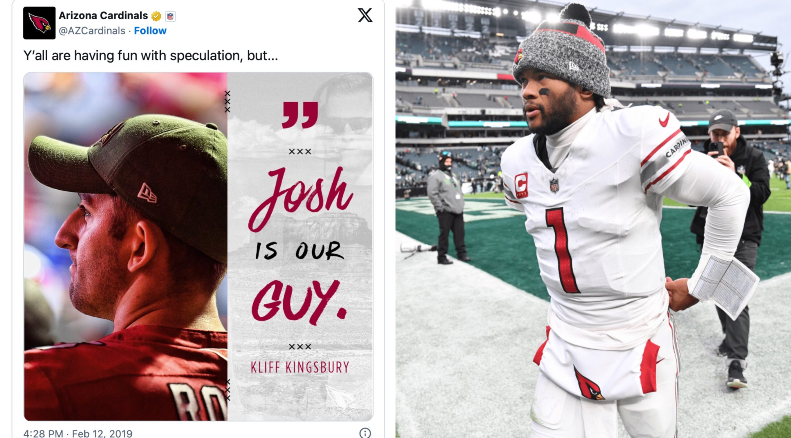 Fans Clown Cardinals For Kyler Murray Post That Resembles Infamous Josh  Rosen Tweet - Daily Snark