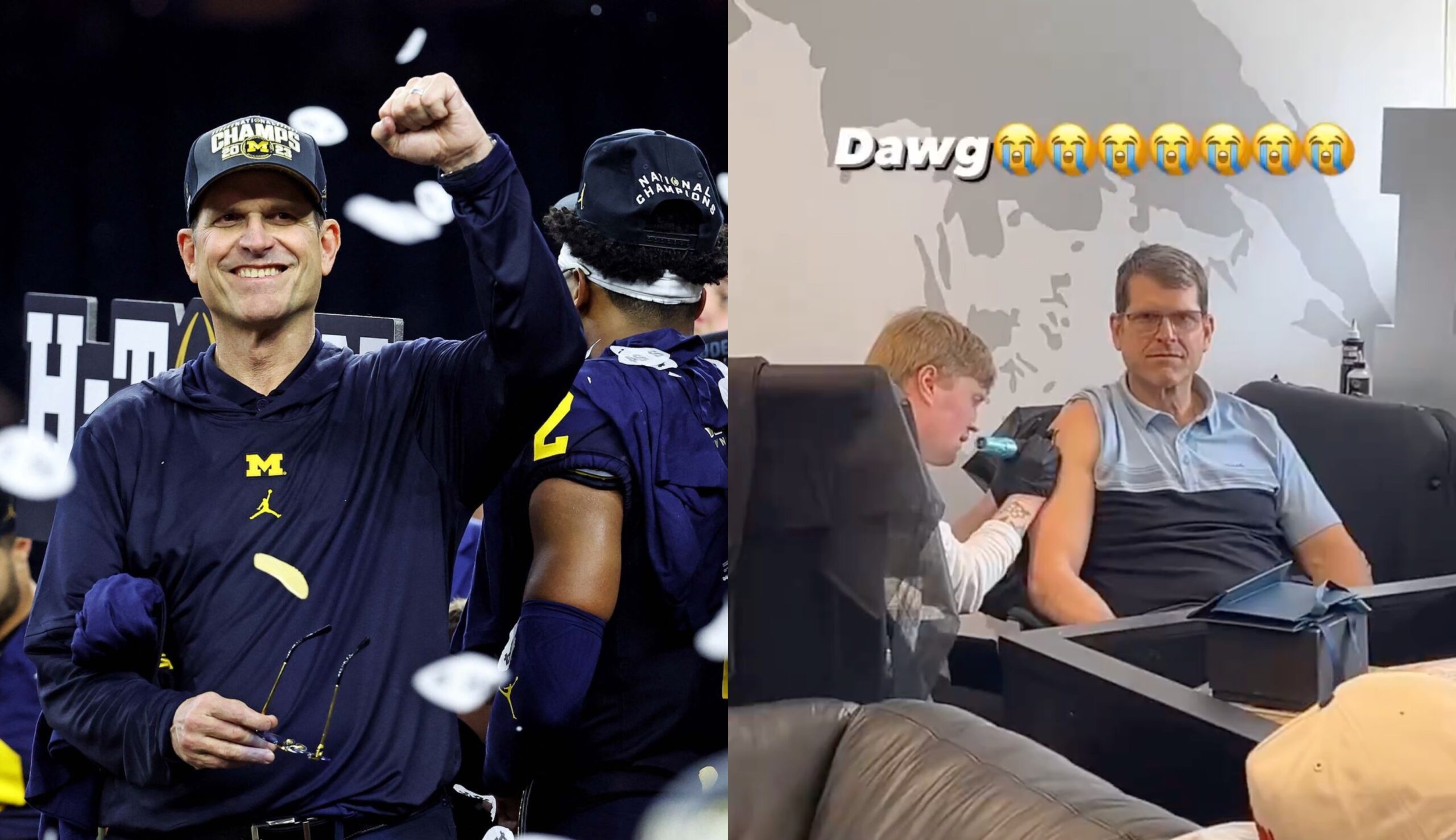 Jim Harbaugh Keeps Promise And Gets 15 0 Tattoo To Commemorate Michigans National Title 0587