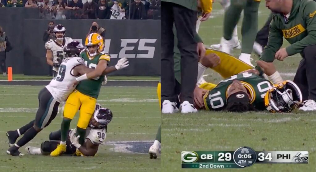 Packers' Jordan Love Suffers Lower Leg Injury In Final Seconds Of Game vs Eagles - Daily Snark