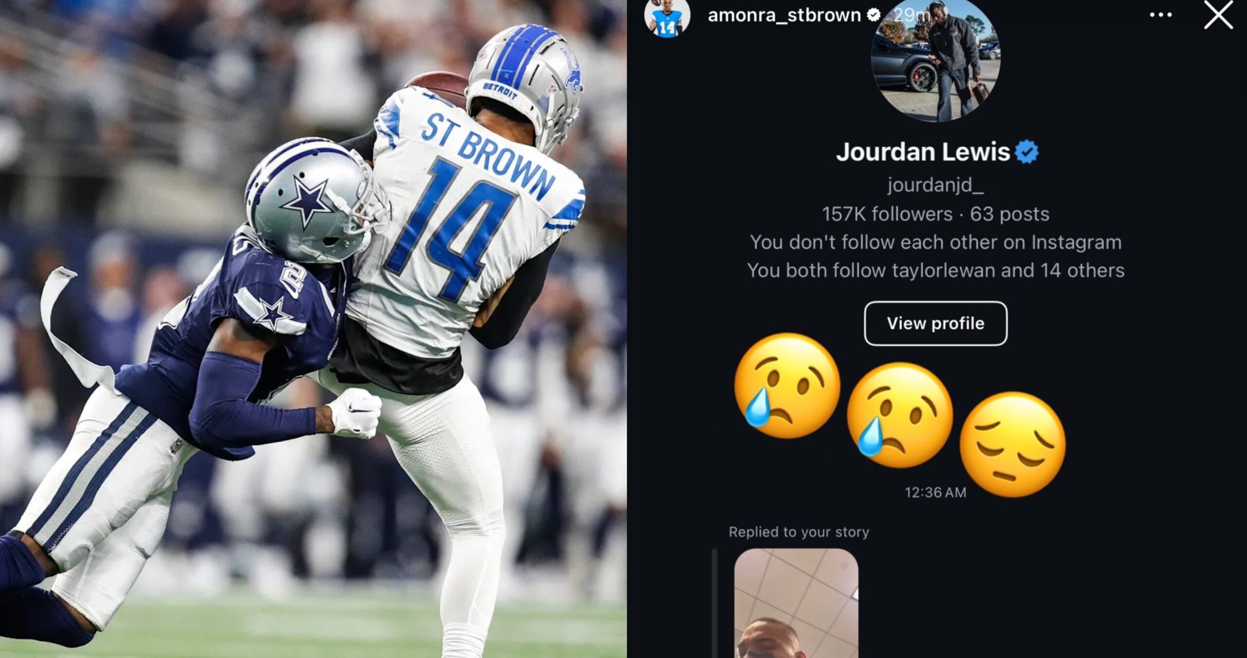 Amon-Ra St. Brown Exposes Cowboys' Jourdan Lewis' DM Calling Him A "B-h ...