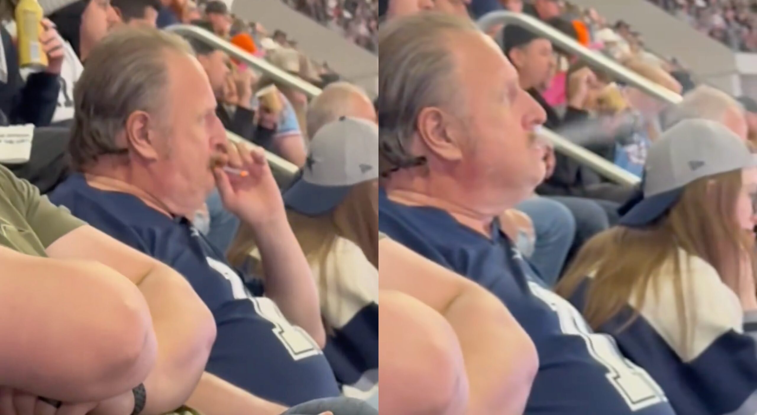 cigarette fan Cowboys Fan Spotted Smoking A Cigarette In Stands At AT&T Stadium During  MNF Game vs Bengals
