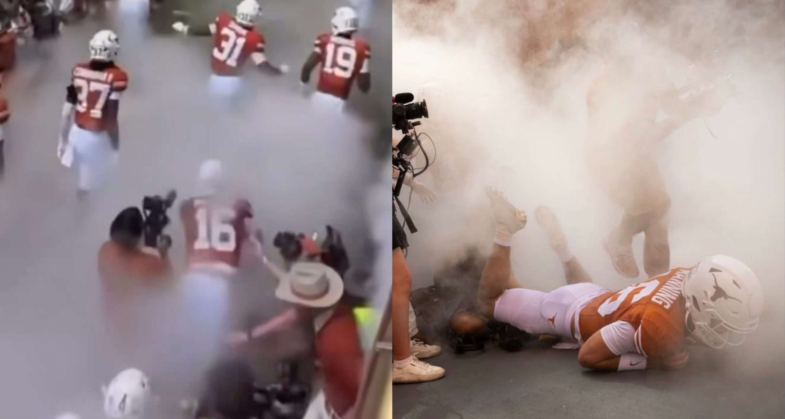 Arch Manning Fell Over Videographer During Texasâ Pregame Smoke Entrance (VIDEO) - Daily Snark