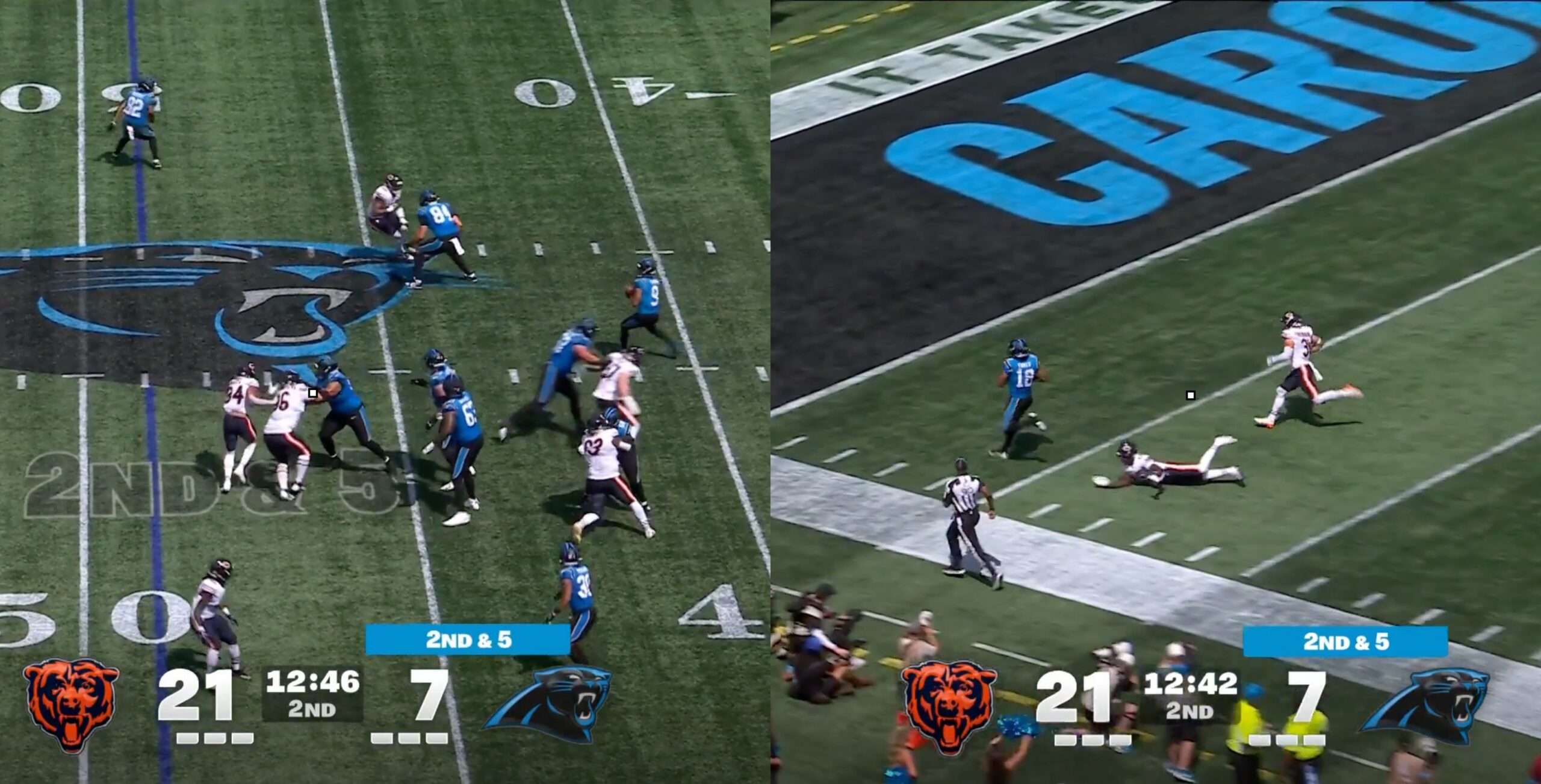 Bryce Young Drops A 51-Yard Touchdown Pass To Jalen Coker vs Bears (VIDEO)