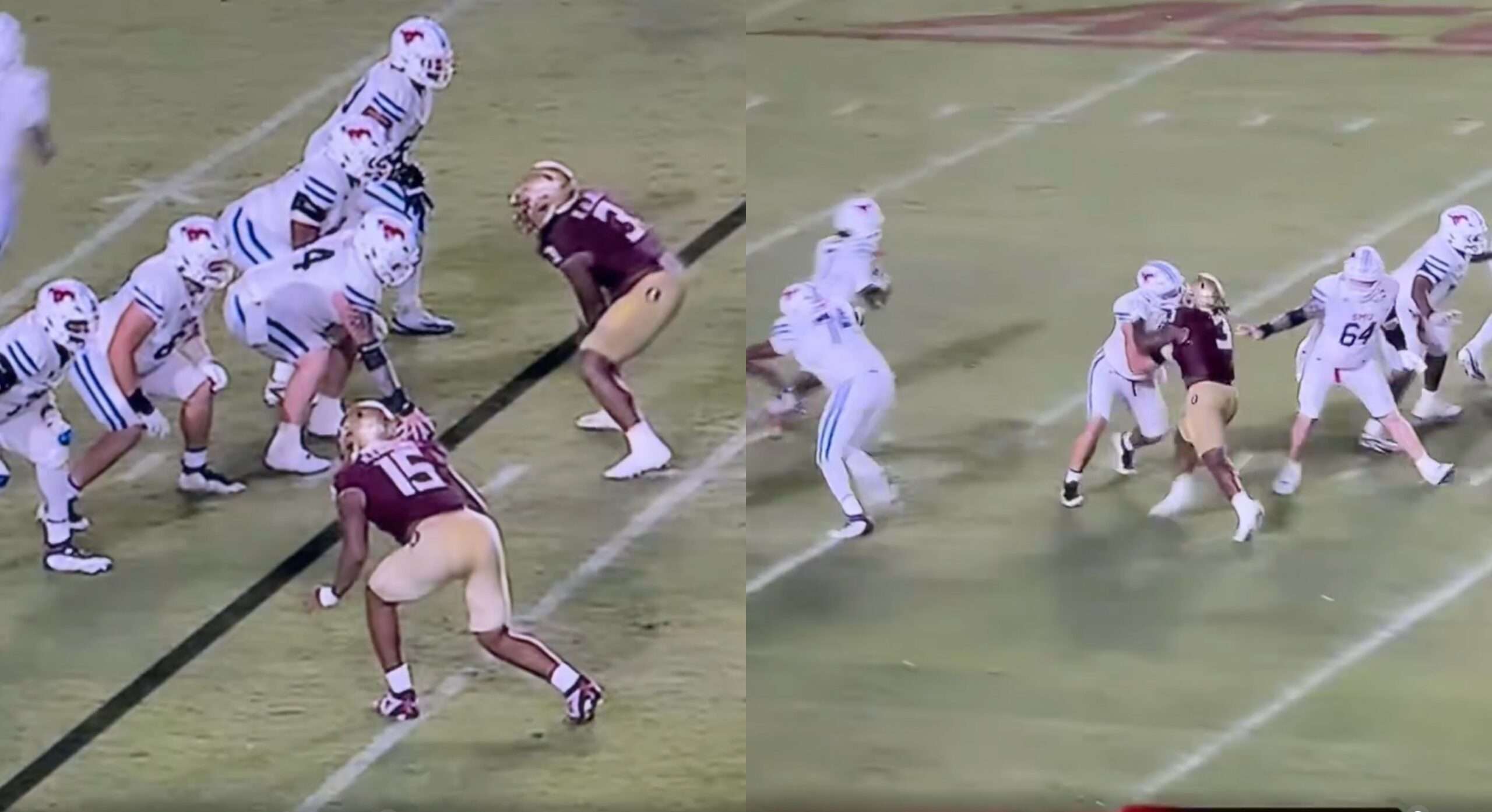Florida State Defender Got Blocked Into The Dirt After Trying To Taunt SMU Offensive Line Before Snap (VIDEO) - Daily Snark